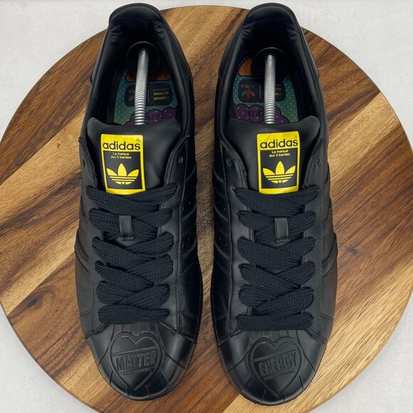 Adidas Pharrell Williams SuperStar Todd James Mens 12 Shell Black Leather Shoes - Picture 9 of 11